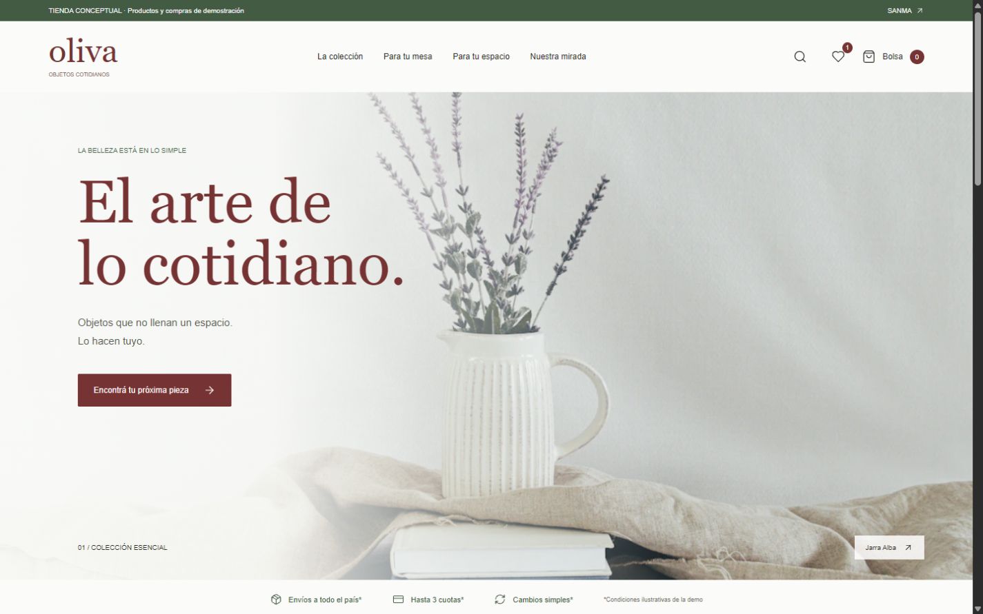 Vista previa de la tienda online Oliva Objetos